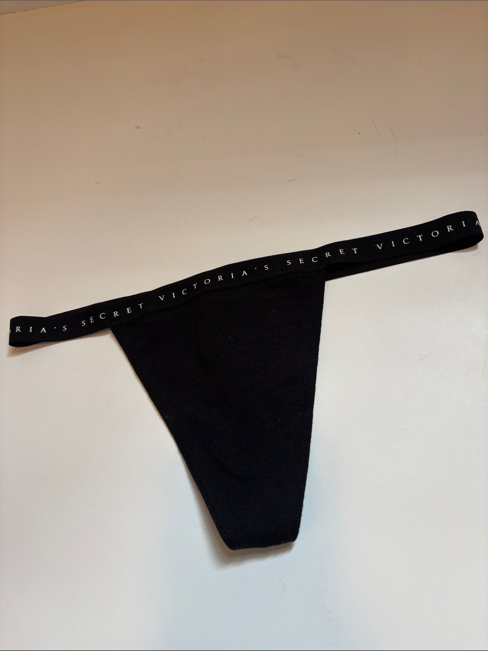 Victoria's Secret Black V String Logo Thong